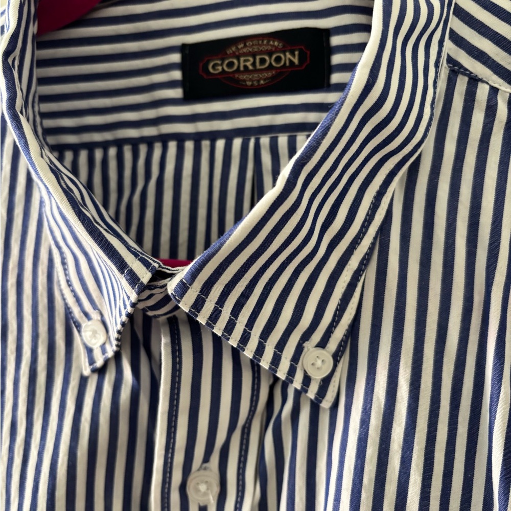 Blue and White Striped Gordon Men's Shirt
